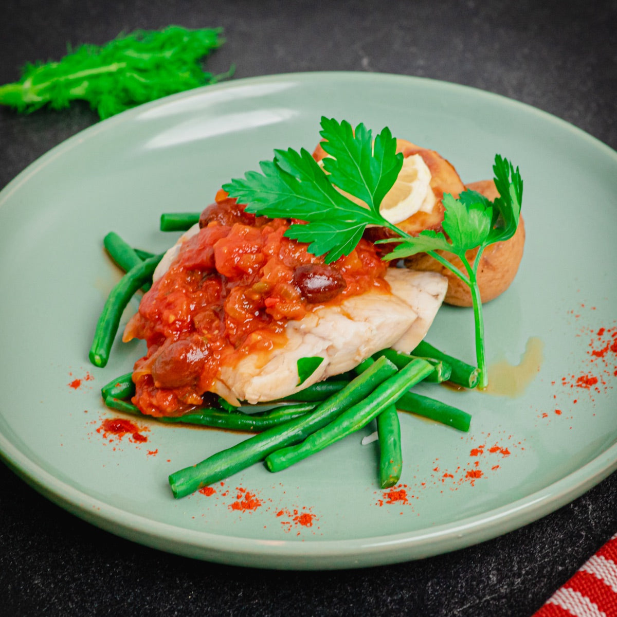 Mediterranean Baked Fish, Tomato, Caper & Olives ForknEasy