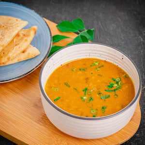 Dahl with Turmeric Rice & Garlic Naan